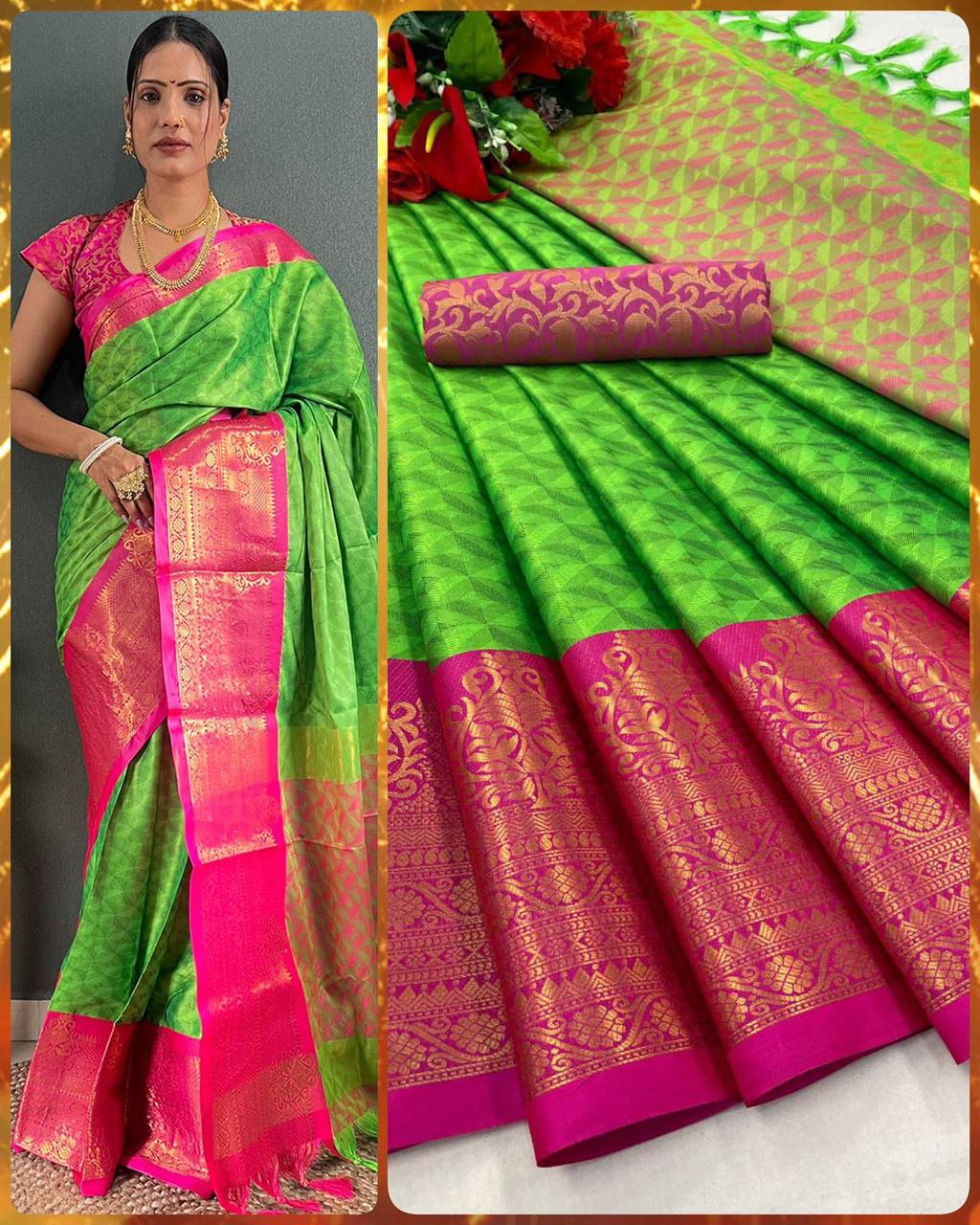 Embellished Banarasi  Pure Mercerised cotton Silk Blend Saree