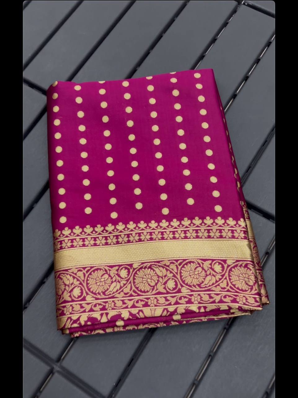 PURPLE BUTTI SOFT LICHI SILK SAREE [Silk Jacquard Border Saree With Unstitched Running Blouse For Women Wedding Wear Party]