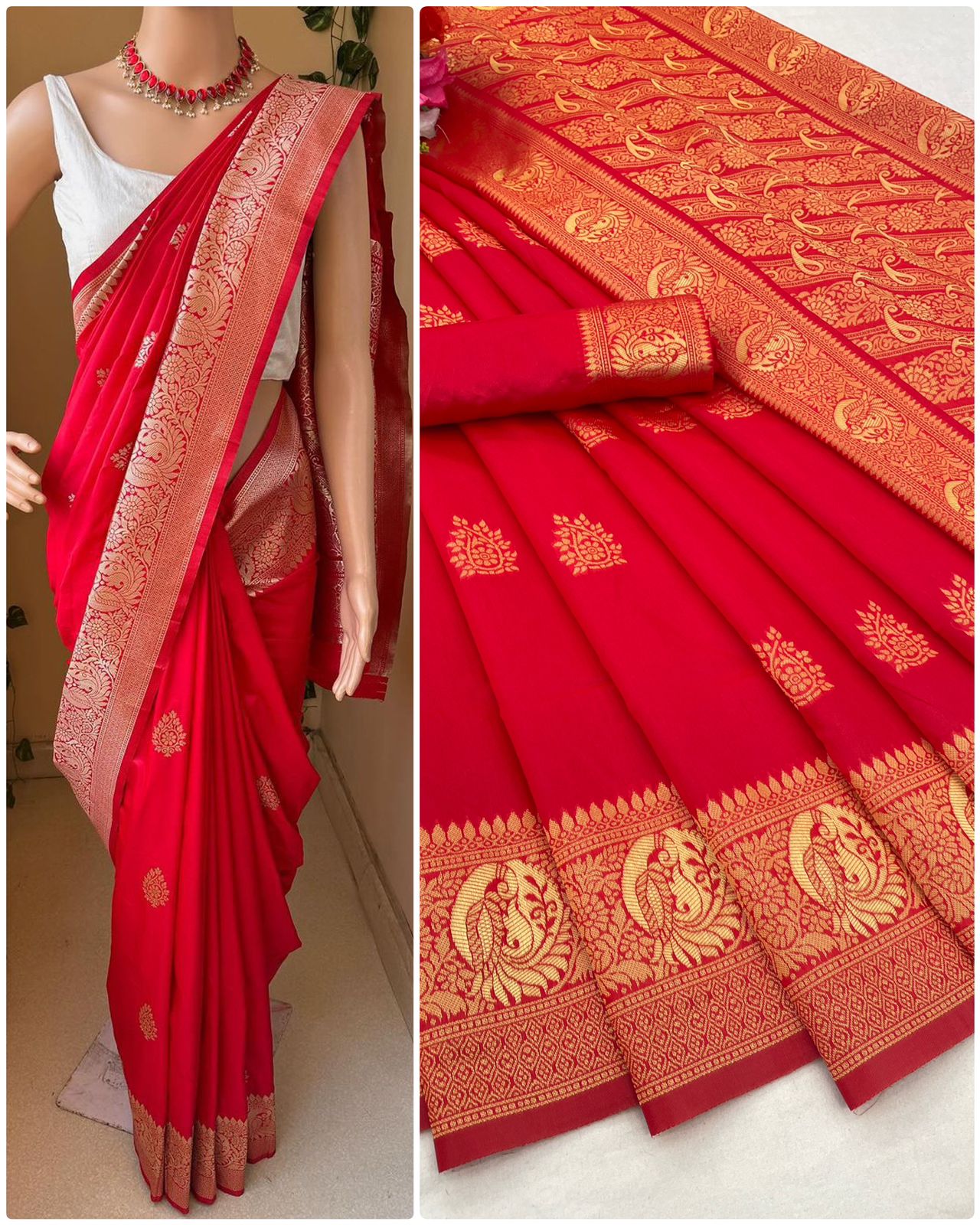 OFT LICHI SILK Beautiful Art Silk Jacquard Border Saree With Unstitched Running Blouse For Women Wedding Wear Party