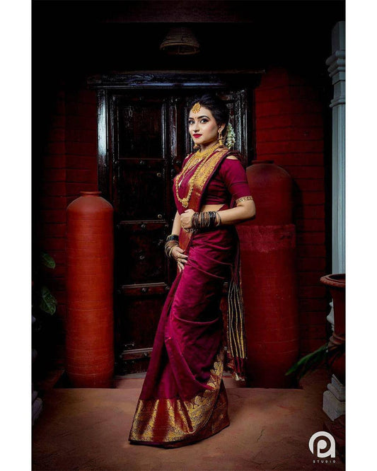 Women's Banarasi Silk Saree With Blouse Piece, Designer Saree For Women Fashion