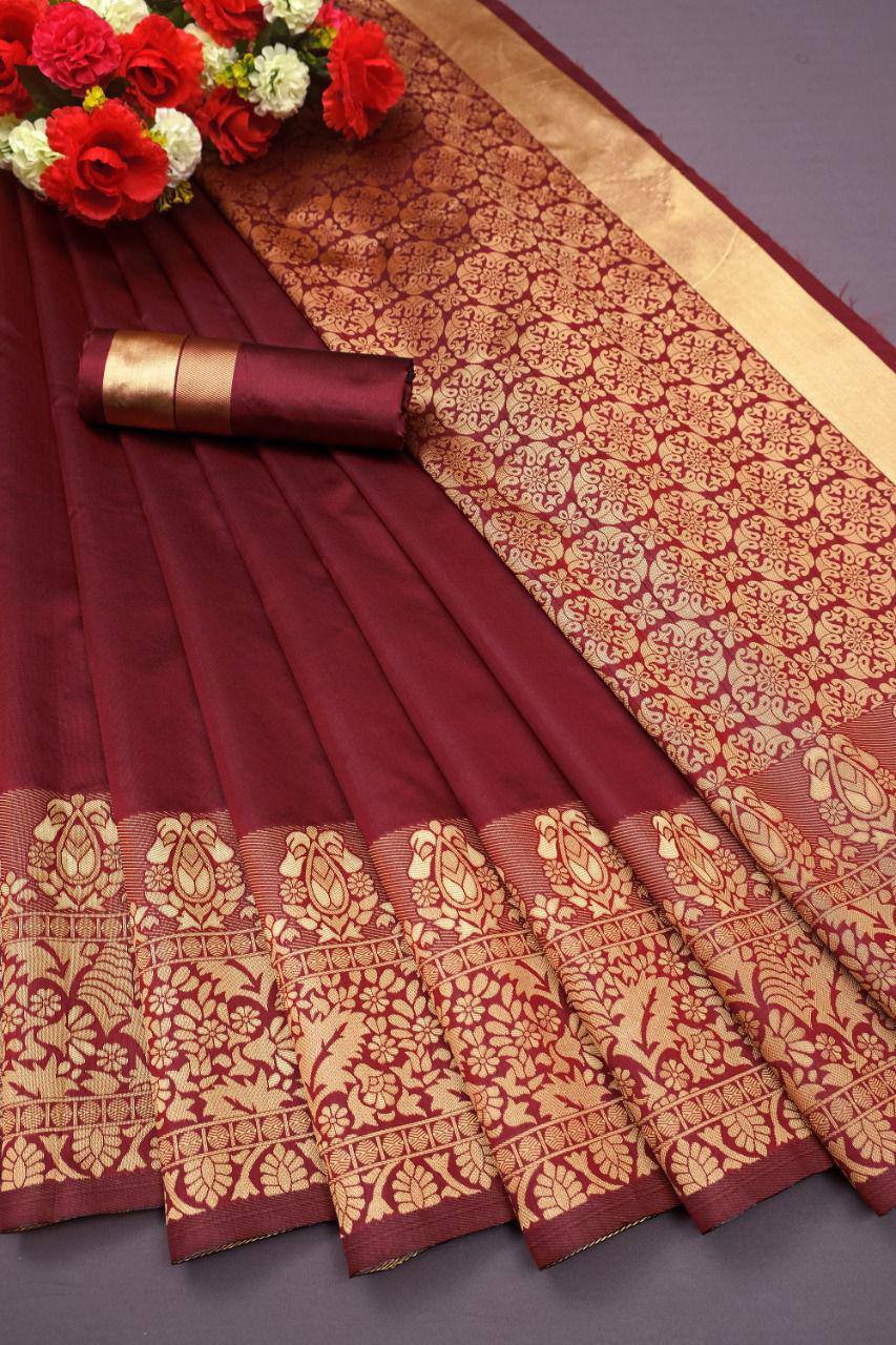 BEAUTIFUL RICH PALLU & JACQUARD  PATTERN WORK  ON ALL OVER THE SAREE